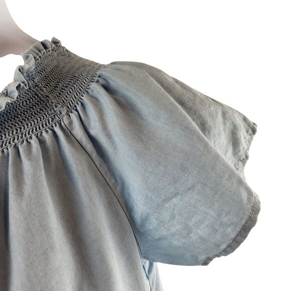 NEW Love Tree Plus Size 1X Blue Cotton Blouse Embroidered On & Off Shoulder - Picture 6 of 13